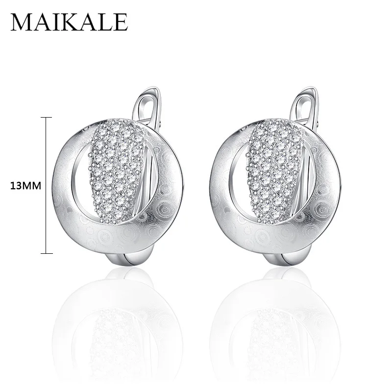 MAIKALE, милые круглые серьги-гвоздики для женщин, покрытые золотом, серебром, драгоценным камнем, цирконием, маленькие серьги, дикие вечерние ювелирные изделия, подарки