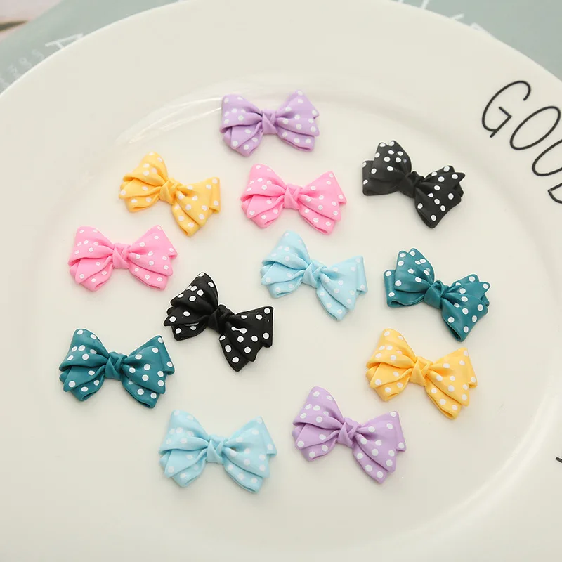 

10PCS 28*20mm Randomly Mixed Resin Flatback Dotted Bow-knots,Lady Hair Centers,Scrapbook Embellishments Bows,DIY Crafting Charms