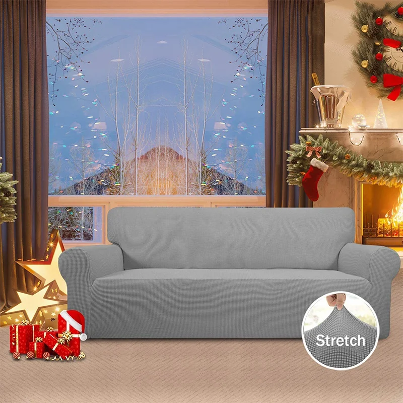 

Three-Seat Stretch Sofa Cover Solid Color Thick Sofa Protection Cover Stretch Furniture Protection Cover