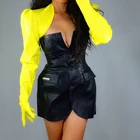 Перчатки-болеро женские свободные ультракороткие кожаные топы из искусственной кожи женские перчатки из лакированной кожи флуоресцентные желтые WPU346