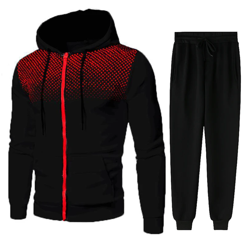 

2021Two Piece Set Men Tracksuit Polyester Sweatshirt and Pants Outfit Sportswear Suit Hooded Hoodies Male Sweatshirts Size M-3Xl