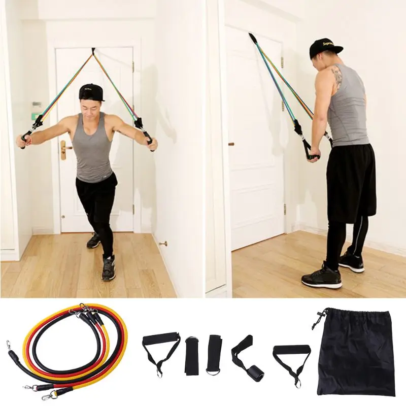 

Resistance Band Set 3 Stackable Exercise Bands (10lb,20lb,30lb) with Ankle Strap