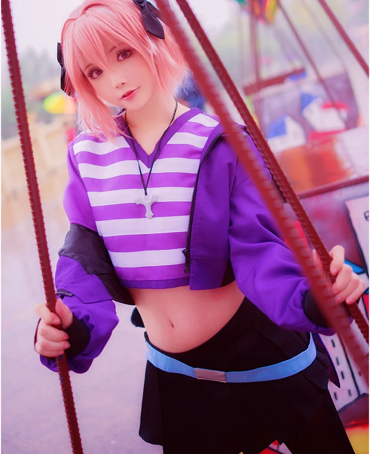 Аниме апокрифа для косплея Astolfo Fate Grand Order костюм Униформа куртка + футболка юбки -