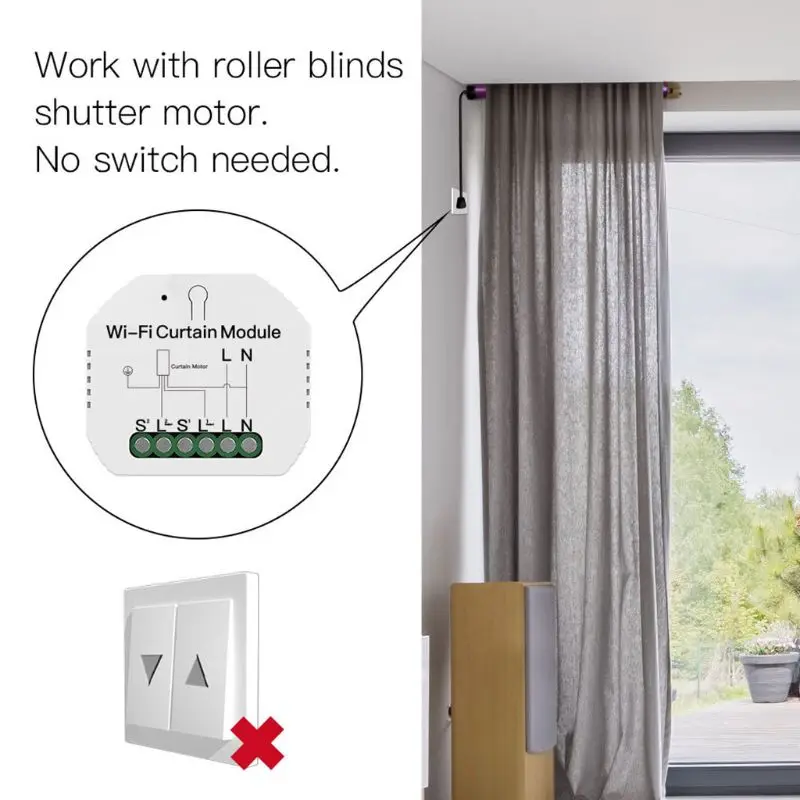 

WiFi RF Smart Curtain Module Switch Roller Blinds Shutter Motor Timer Setting