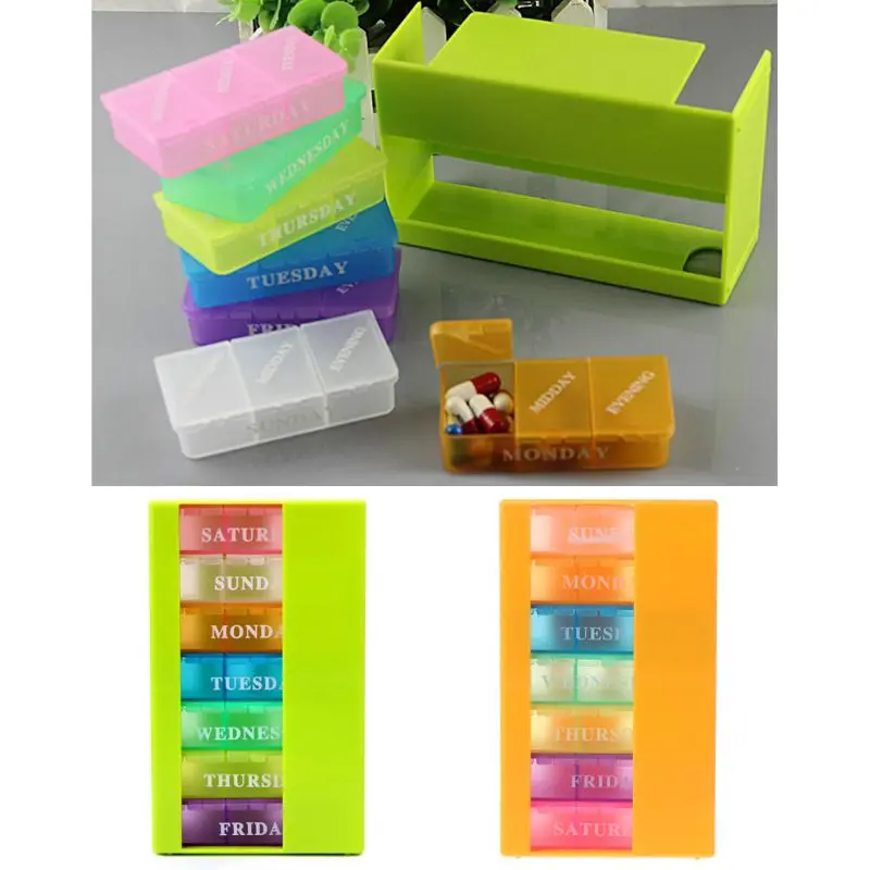 

21 Slots 7 Day Pill Box Organizer Weekly Medicine Vitamins Storage Container Travel Case