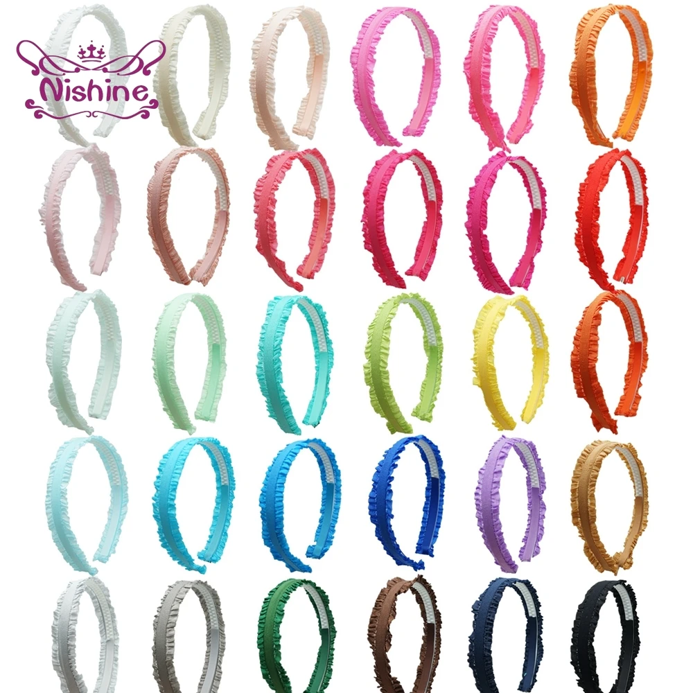 

5pcs/lot Solid Color Ruffles Elastic Hair Hoop Simple Fashion Baby Girls Hairbands DIY Clothing Decoration Kids Accessories