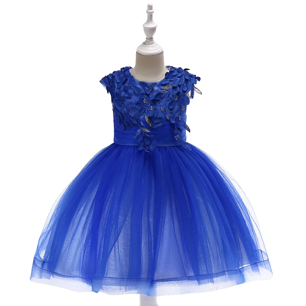 

New Children's Embroidered Gauze Princess Party Dress Fashion Sleeveless Flower Girls Dresses for Wedding Piano Show Dress
