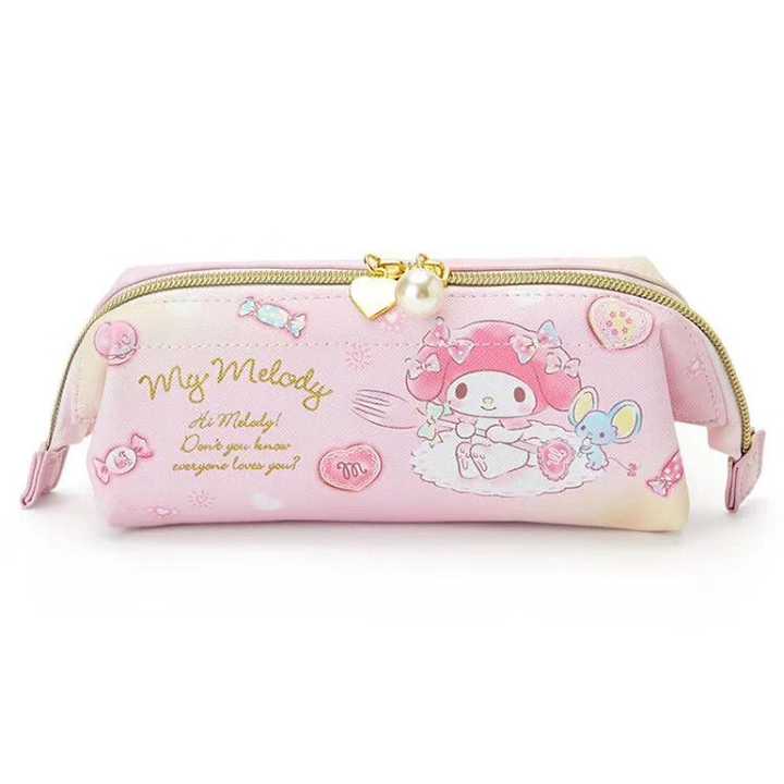 Бежевый Мультфильм Sanrio, Hello Kitty с рисунками из мультфильма «My Melody Cinnamoroll тряпичный кошелек, сумочка, косметичка для макияжа Сумки Пенал для детей - Цвет: Бежевый