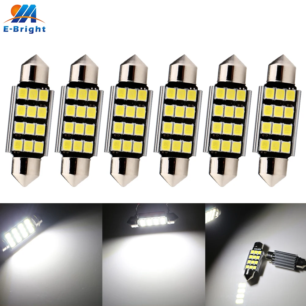 6X LED 39 мм чисто белый CANbus C5W лампы 2835 12 прибор для поверхностного монтажа чтения