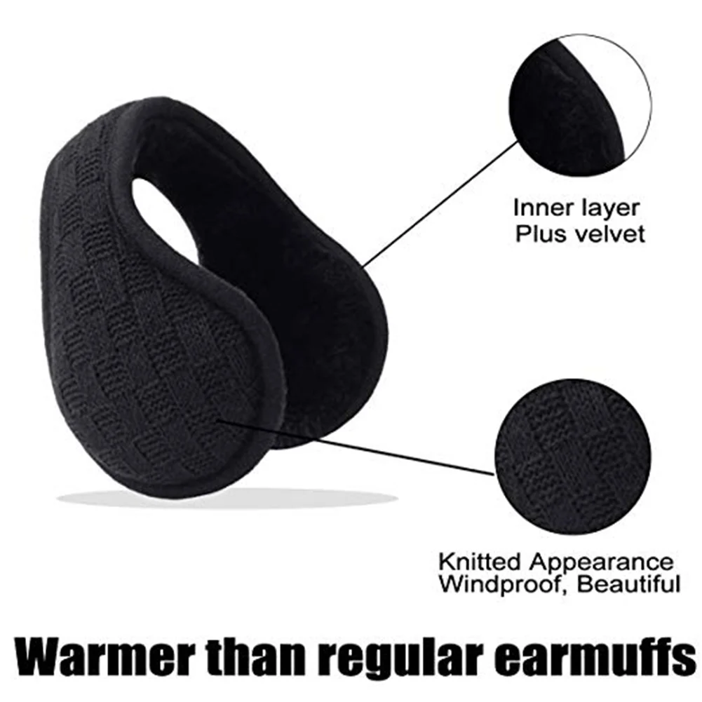 

Unisex Winter Knitted Ear Warmers Foldable Warm Earmuffs for Outdoor Skiing Riding MAEA99