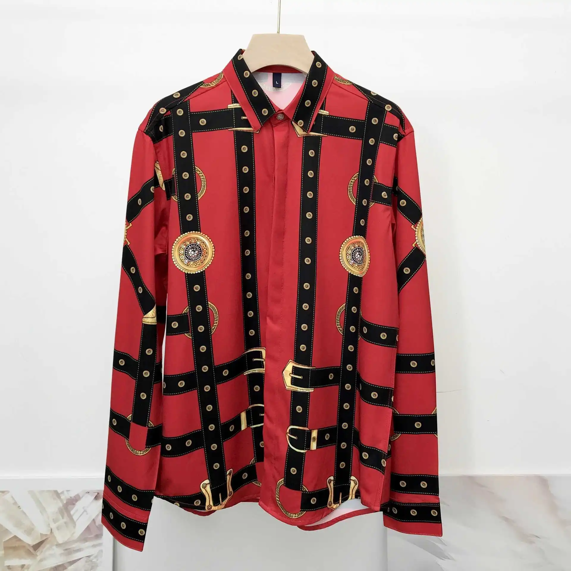 

Autumn Spring 2021 Chic men's 3D print Long sleeves Shirt Fashion men casual Shirts C146