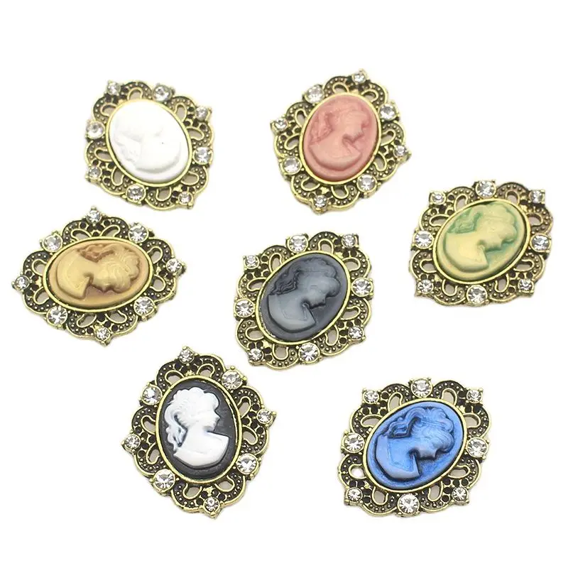 Металлические овальные пуговицы YWXINXI, 10 шт., 31x26 мм, красивые пуговицы из смолы, аксессуары «сделай сам», Романтические свадебные декоративные пуговицы для шитья