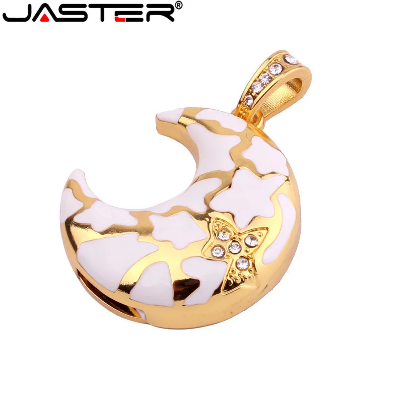 USB флеш накопитель JASTER в форме Луны с кристаллами 8/16/32/64 ГБ|necklace pendrive|pendrive 8gbflash disk |