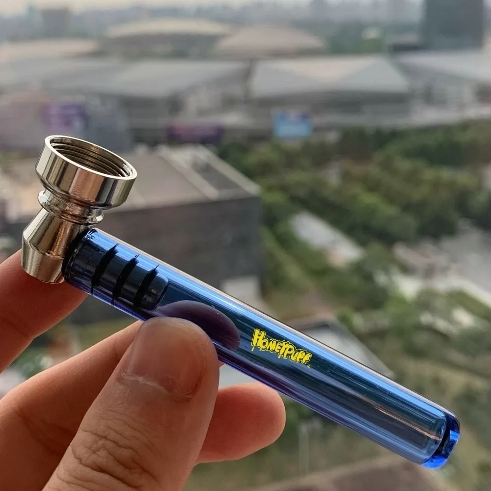 

Creative Glass Smoking Metal Pipe Portable Removable Herb Tobacco Pipas Filter Cigarette Holder Gift For Husband Collector Cigar