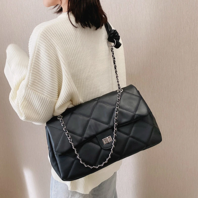 

Quilted PU Leather Crossbody Bag For Women 2021 Large Capacity Tote Bag New Fashion All-Match Simple Shoulder Bag