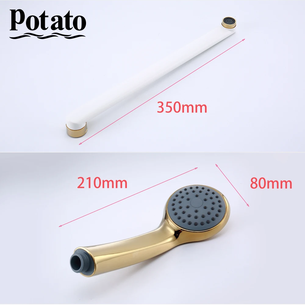 potato bathroom faucet chrome hot and cold water outlet pipe bath mixer with abs shower head p22219 free global shipping