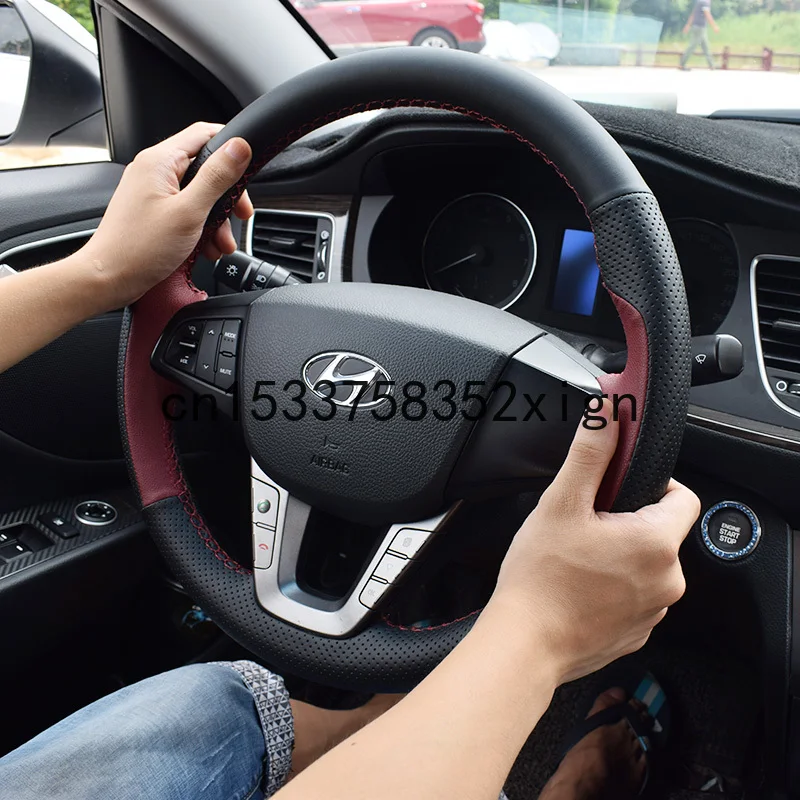 

For Hyundai MISTRA DIY leather custom made hand-sewn steering wheel cover, car decoration wheel cover