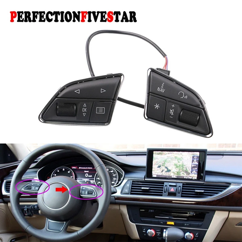 

Steering Wheel Buttons Switch Multifunction Control Switch Button For- A1 A6 A7 2011 2012 2013 2014 2015 2016