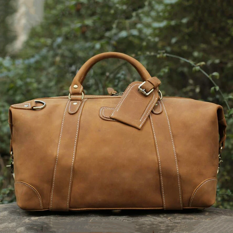 Дорожная сумка ROCKCOW из кожи с натуральным лицевым покрытием кожаная спортивная