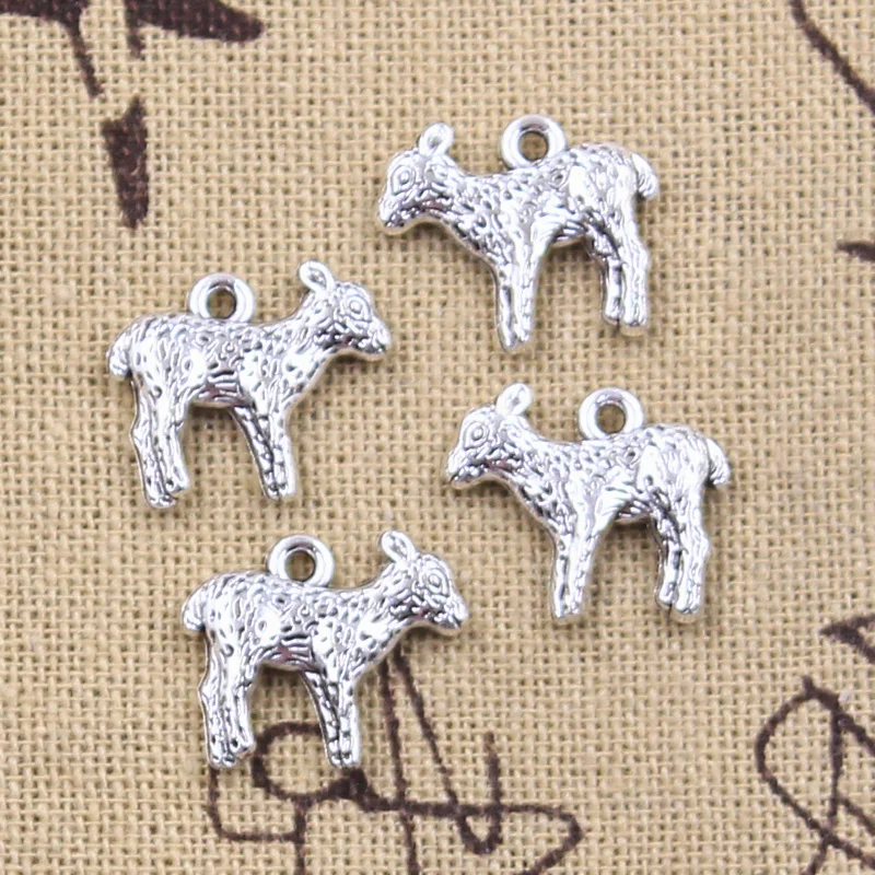 15pcs Charms Animal Sheep Mutton 14x16mm Antique Silver Color Pendants Making DIY Handmade Tibetan Finding Jewelry - купить по