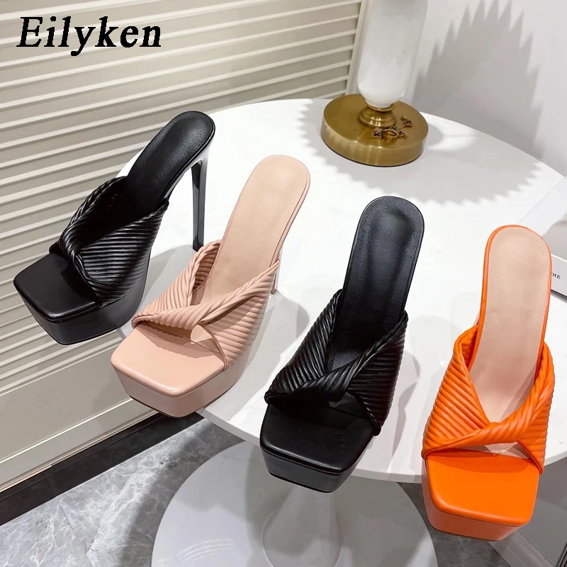 Eilyken/Клубные женские шлепанцы на ультратонком высоком каблуке 16 см Модные