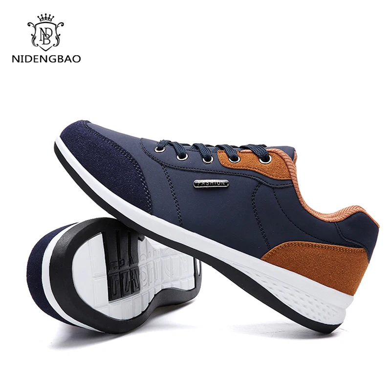 Новая Осенняя обувь Мужская модная повседневная на шнуровке Обувь из микрофибры