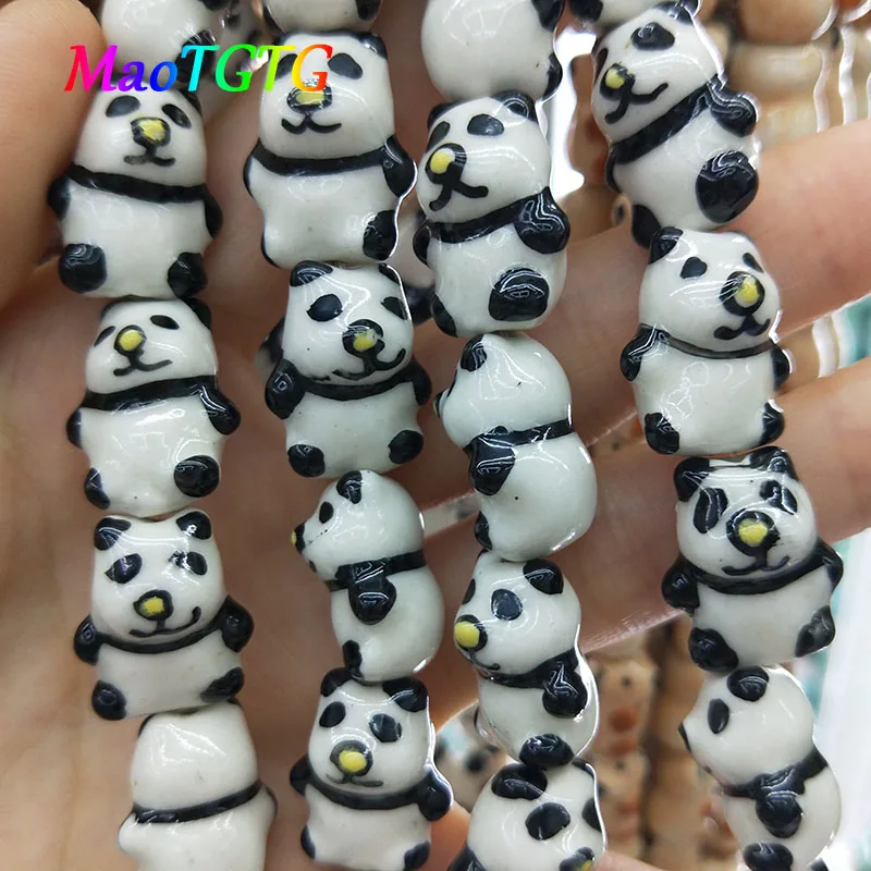 

5pcs Cute Panda Shape Ceramic Beads For Jewelry Making Necklace Bracelet 20x15mm Hand-painted Panda Ceramic Beads Wholesale