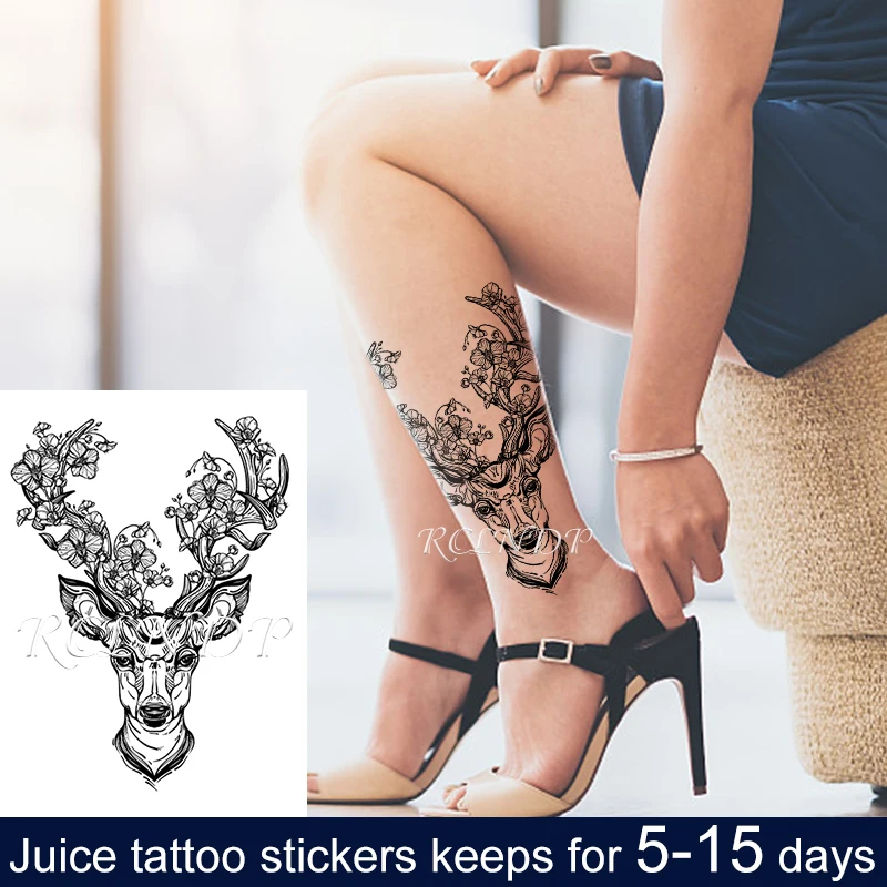 Водостойкая Временная тату-наклейка с изображением сока головы волка тотема