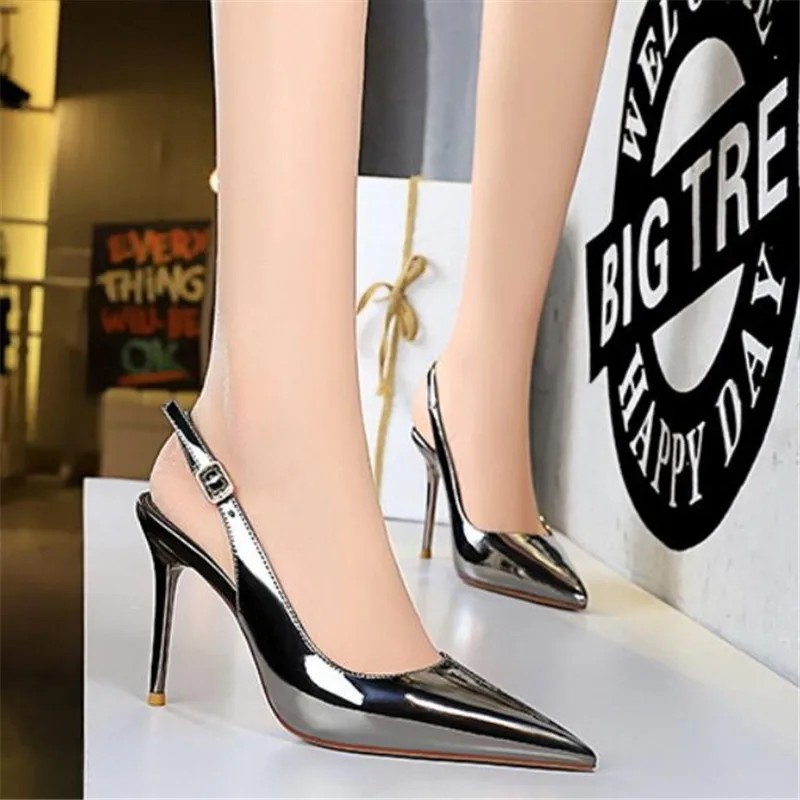 

2021 new net red genuine women's shoes sexy shallow mouth pointed single shoes fashion show wedding shoes 10CM high heels 3-12
