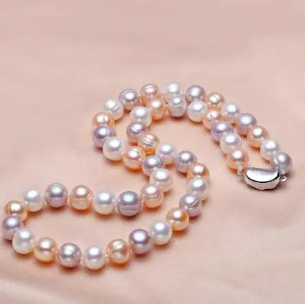 

Favorite Pearl Necklace New Arrival Natural Real White Pink Lavender Freshwater Pearl Necklace S925 Silver Clasp Fine Jewelry