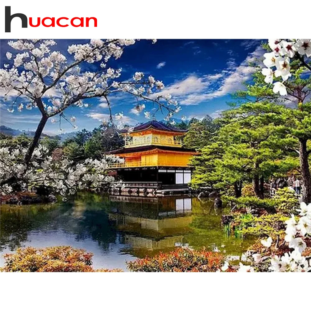 

Алмазная мозаика Huacan вышивка Дом река алмазная живопись вышивка искусство пейзаж Стразы картины