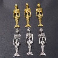 4pcs retro style arm adjustable mermaid skeleton pendant punk necklaces diy charm metal jewelry crafts making 72 18 mm a604