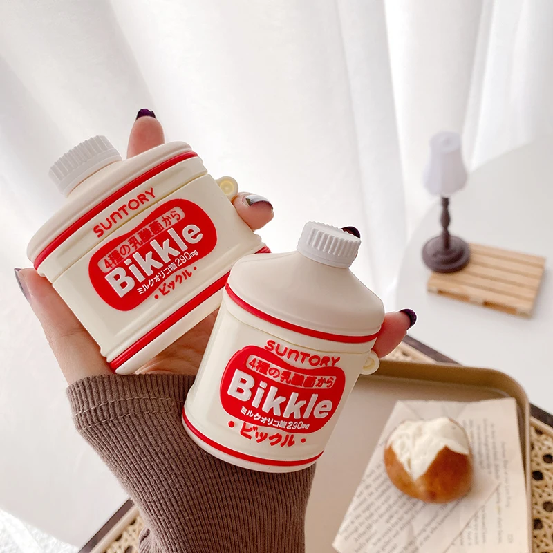 Чехол для AirPods 1 2 Pro Box с объемным изображением йогуртного напитка модный