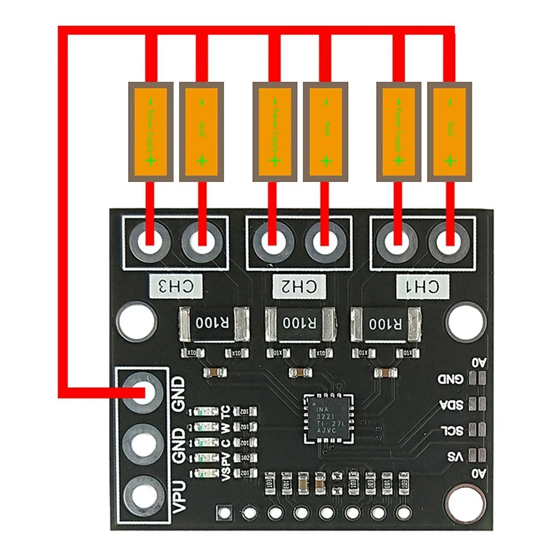 I2C SMBUS INA3221 тройной канал шунтирующий ток источник питания датчик напряжения