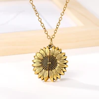 you are my sunshine sunflower necklaces for women rose gold silver color long chain sun flower female pendant necklace jewelry