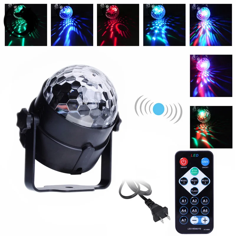 HOLDLAMP 3 LEDs RGB Magic Ball Disco Light Stage Lighting Effect with Remote Controller Auto Sound Control for DJ Concert Party cool skull style keychain w 2 red leds sound effect white 3 x ag10 2 pcs