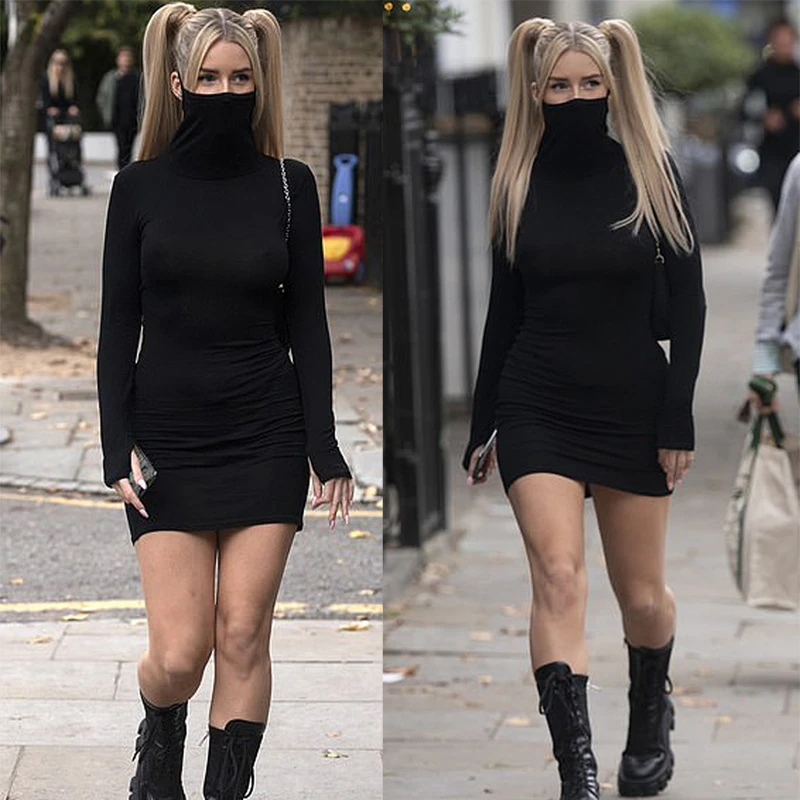 

slim female autumn dress sexy sweater dress mini dress Female chic straight dress Thick Warm Pullover Female Jumper