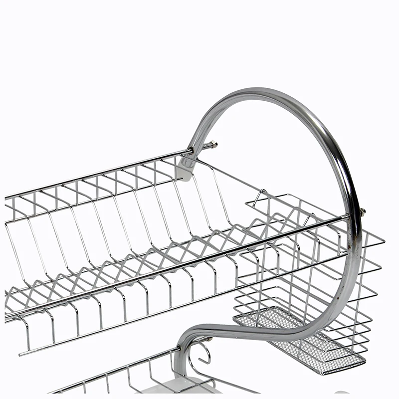 BMBY-New 2 TIER CHROME PLATE DISH CUTLERY CUP DRAINER RACK DRIP TRAY PLATES HOLDER | Дом и сад
