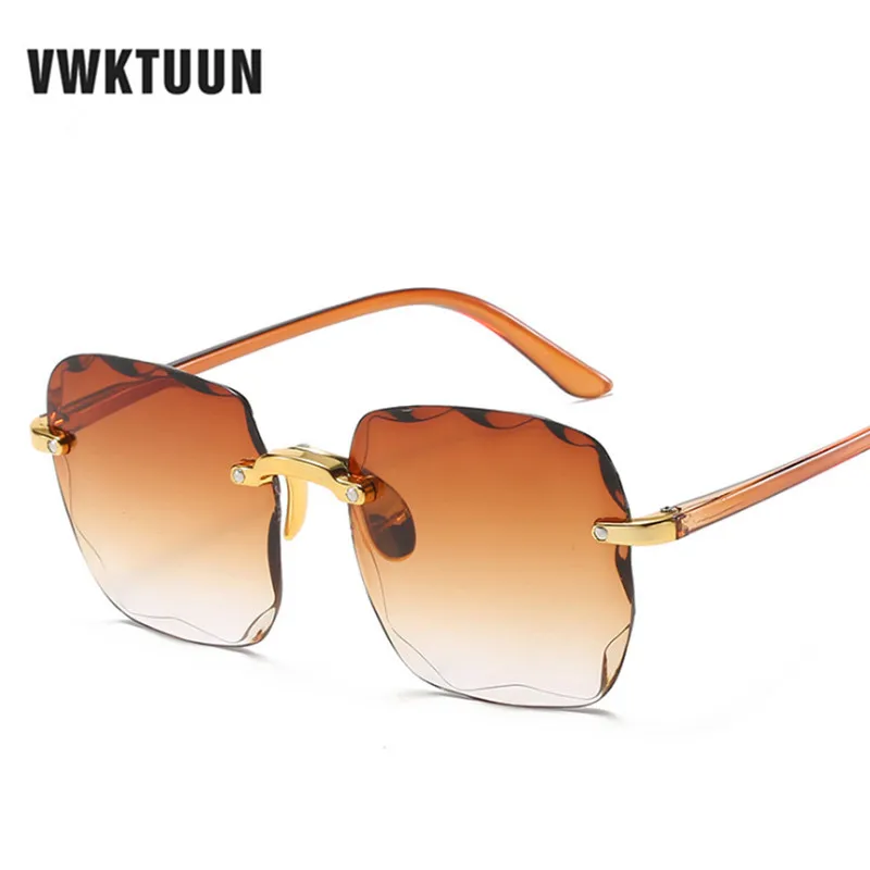 

VWKTUUN Rimless Sunglasses Women Men Driving Driver Shades Vintage Square Sun Glasses For Men Brand Designer UV400 Oculos