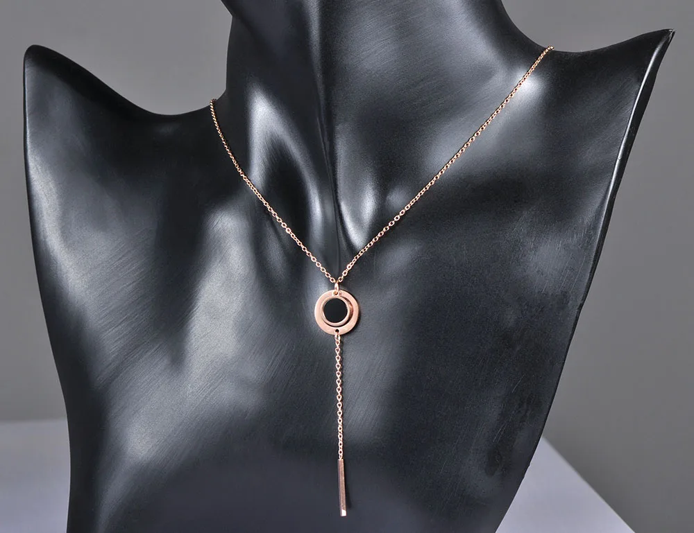 ЗооМанго 316L Нержавеющая сталь Любовь Кисточка Подвески Ожерелья Ювелирные изделия Роскошные Розовое золотое цветное ожерелье с черной раковиной для девочки ZN17047.