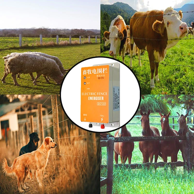 

Solar Electric Fence Energizer Charger High Voltage Pulse Controller Animal Poultry Farm Electric Fencing Shepherd Display Alarm
