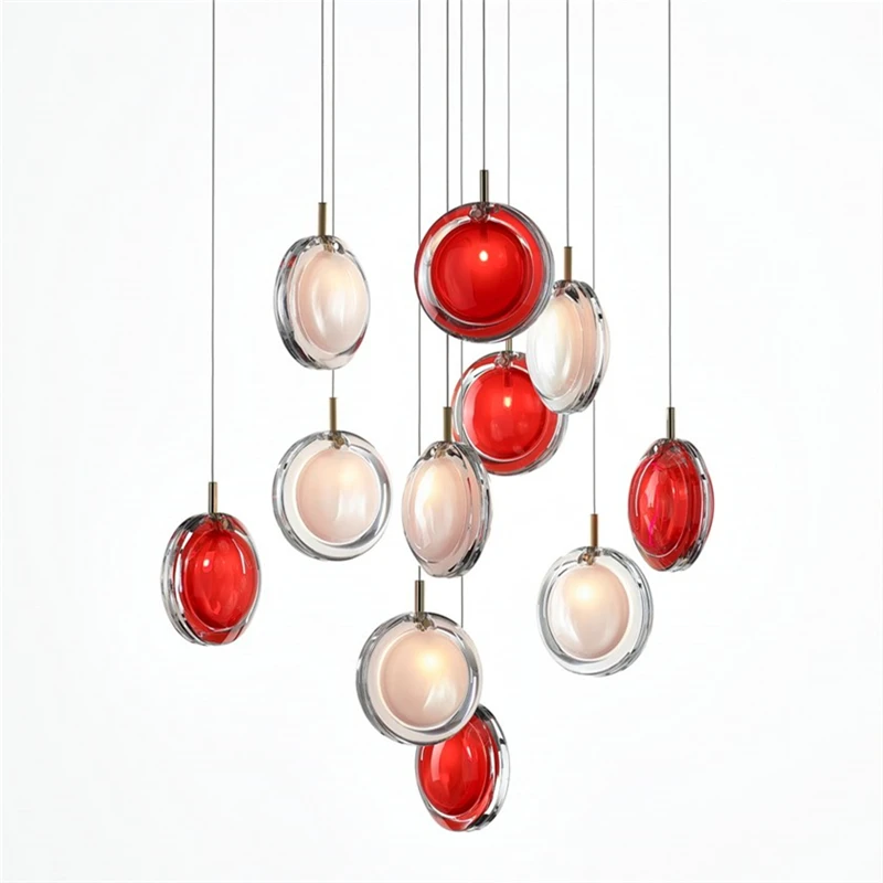 Постсовременный стеклянный светодиодный подвесной светильник минимализм для