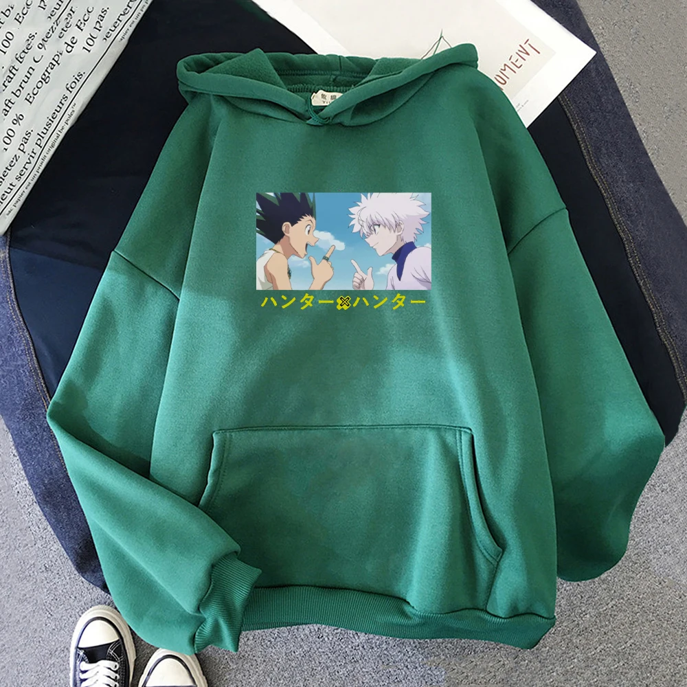 

Anime Hunter X Hunter Hoodie Women's Japanese Killua and Gon Sweatshirt Harajuku Fun Cartoon Long Sleeve Casual Overisze Hoody