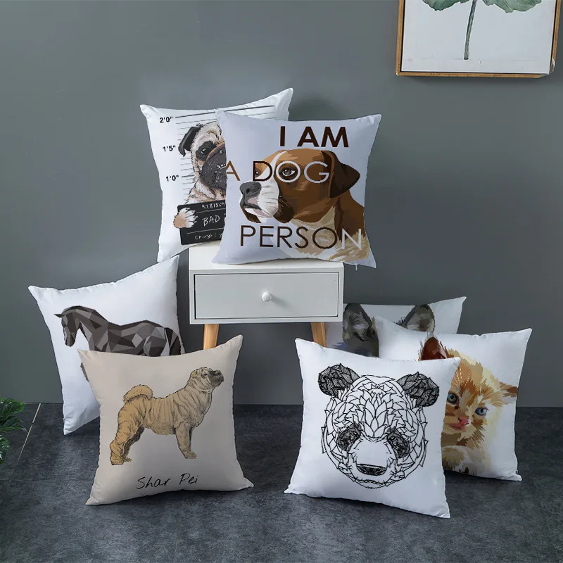 

Cartoon Animal Design Pillowcase Square Polyester Pillowcase Home Car Office Decoration Cushion Cover 45*45cm