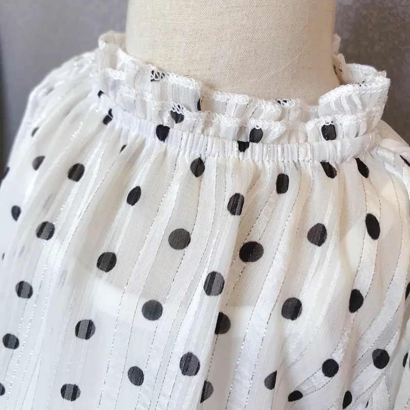 Белая рубашка в горошек с длинным рукавом подходящие Семейные футболки шорты Топ