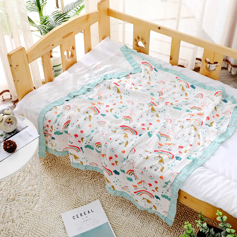 Muslin Swaddle Baby Blankets Swaddling 100% Cotton Wrap for Newborn Babies 6 Layer Bath Towel Blanket Bedding | Одеяла и пеленки