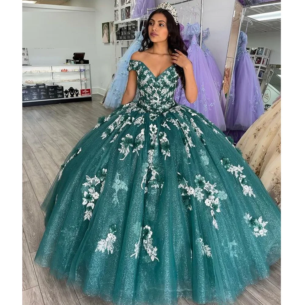 

Кружевное платье Greeen Quinceanera, платье для выпускного вечера 16 дюймов, платье xv с корсетом, 15 лет