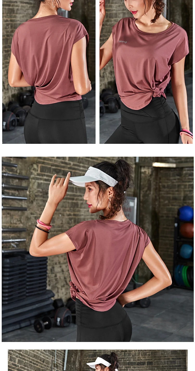 Quick Dry Stretch Slim Fit Yoga Tops Women Sport T Shirt Gym Jerseys Fitness Shirts Yoga Running Dancing Female Cloth