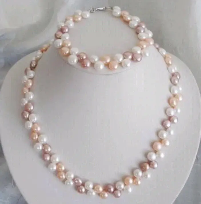 Оптовая продажа 100% натуральные ювелирные изделия 7 8 мм белый/розовый/Фиолетовый