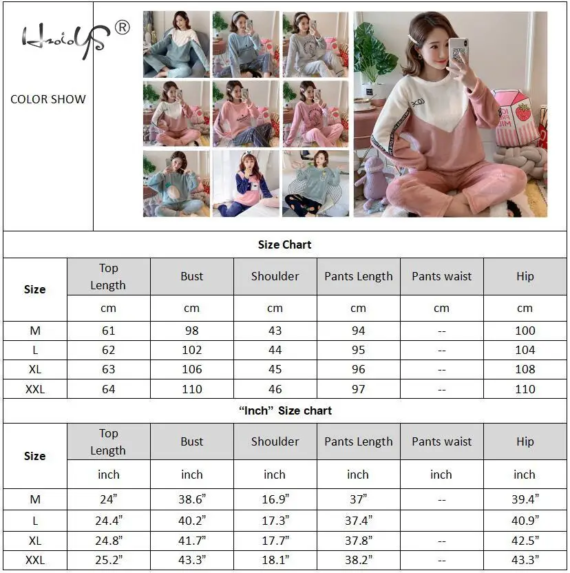 Winter Pajamas Set Women Sleepwear Warm Flannel Long Sleeves Pink Cute Animal Homewear Thick Home Suit Cartoon Pyjamas | Женская одежда